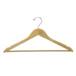 Men's Hanger, Flat Open Hook with Dowel Bar, Natural with Nickel Hook